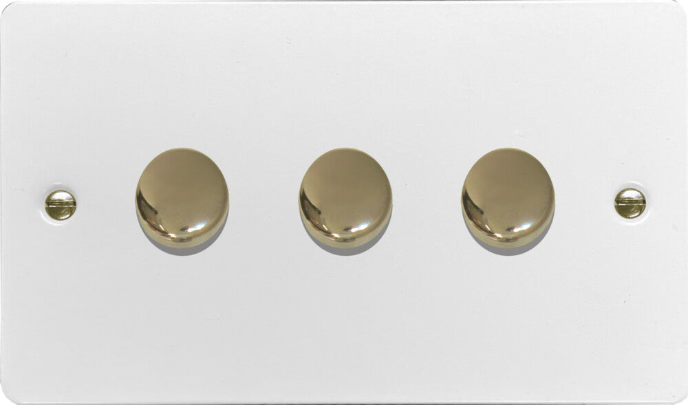 Flat White 3 Gang 120W LED Dimmer