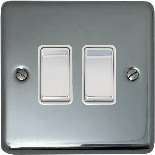 Contour Polished Steel 2  Gang 2 Way Switch