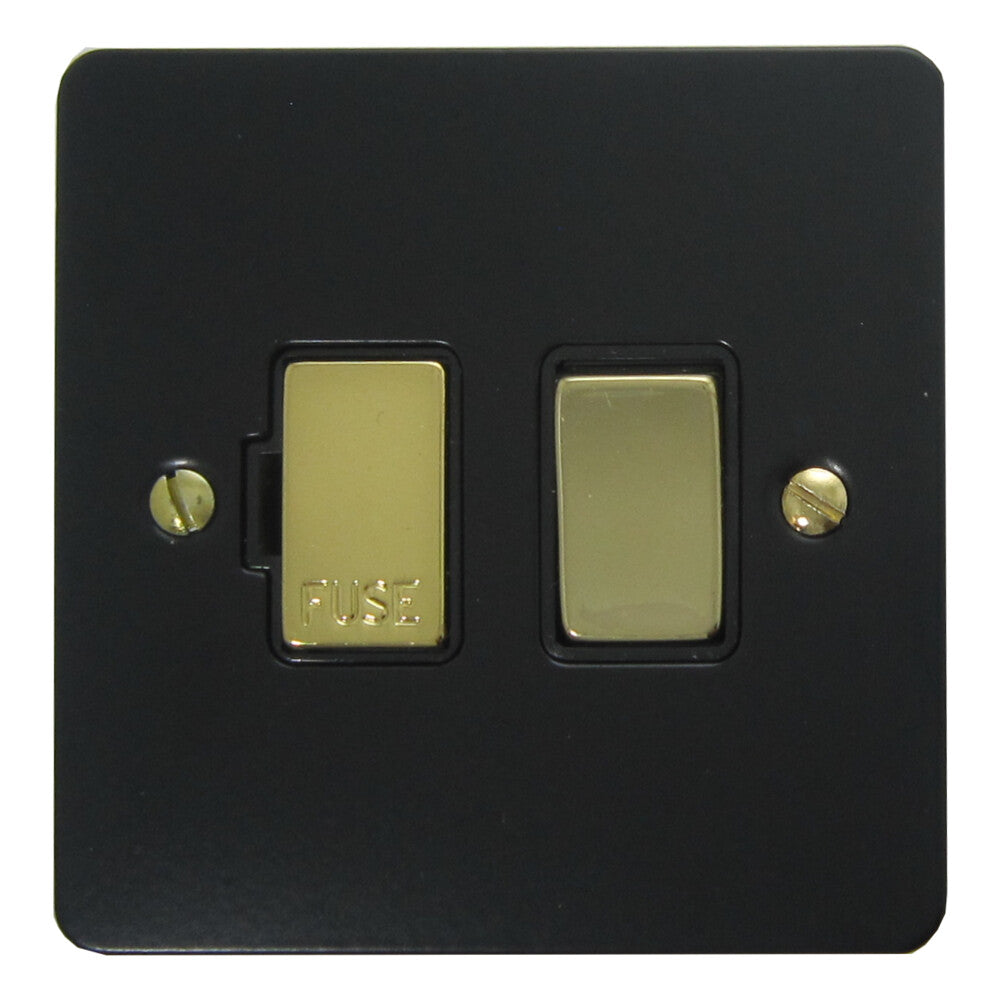 Flat Black Switched Fused Spur (Brass Switch)