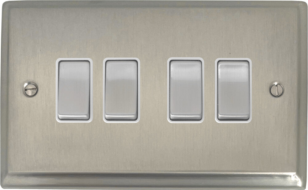 Deco Satin Nickel 4 Gang Switch