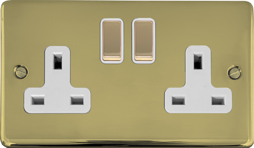 Contour Polished Brass 2 Gang Socket