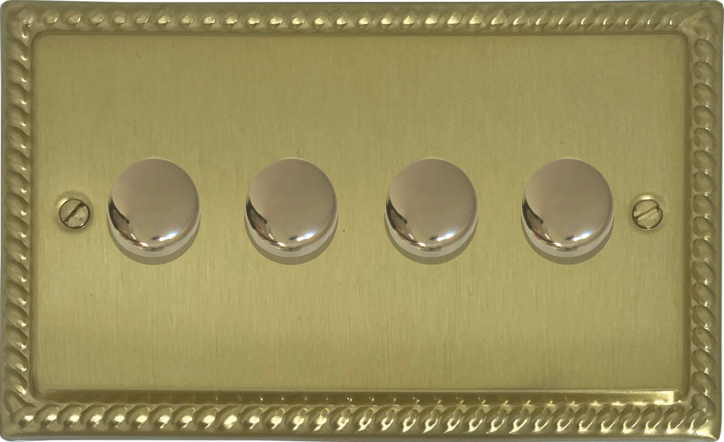 Georgian Satin Brass 4 Gang LED Dimmer