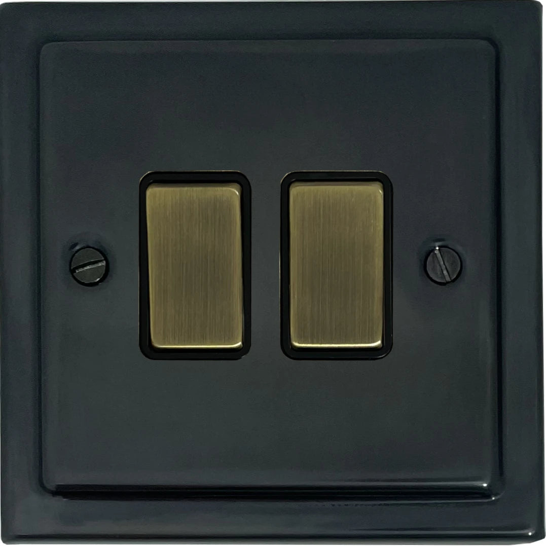 Victorian Black Bronze 2 Gang Switch