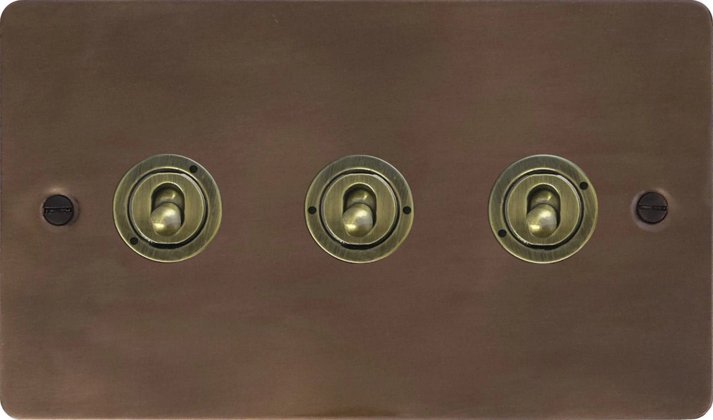 Flat Medium Bronze 3 Gang 2 Way Toggle