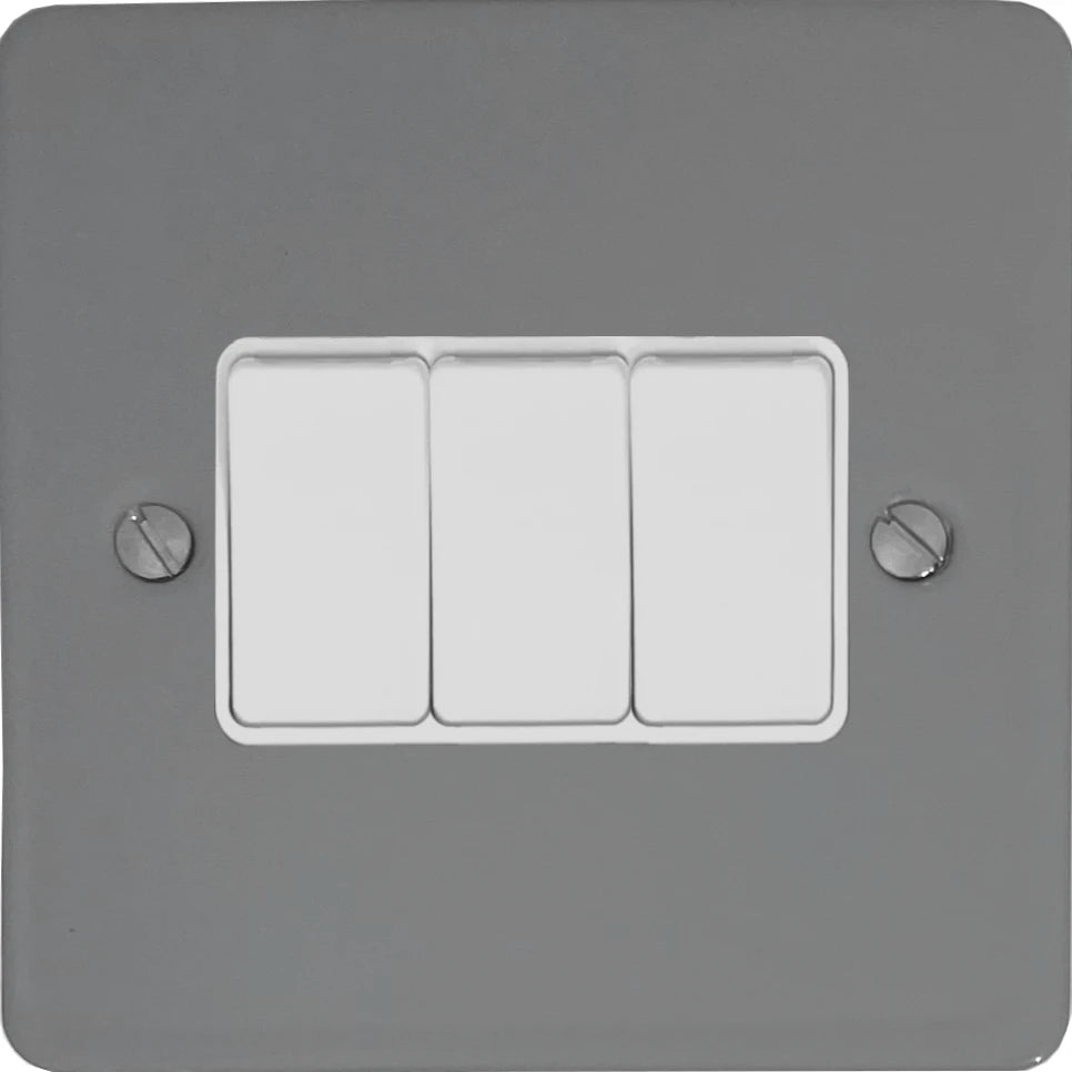 Flat Light Grey 3 Gang 2 Way Switch