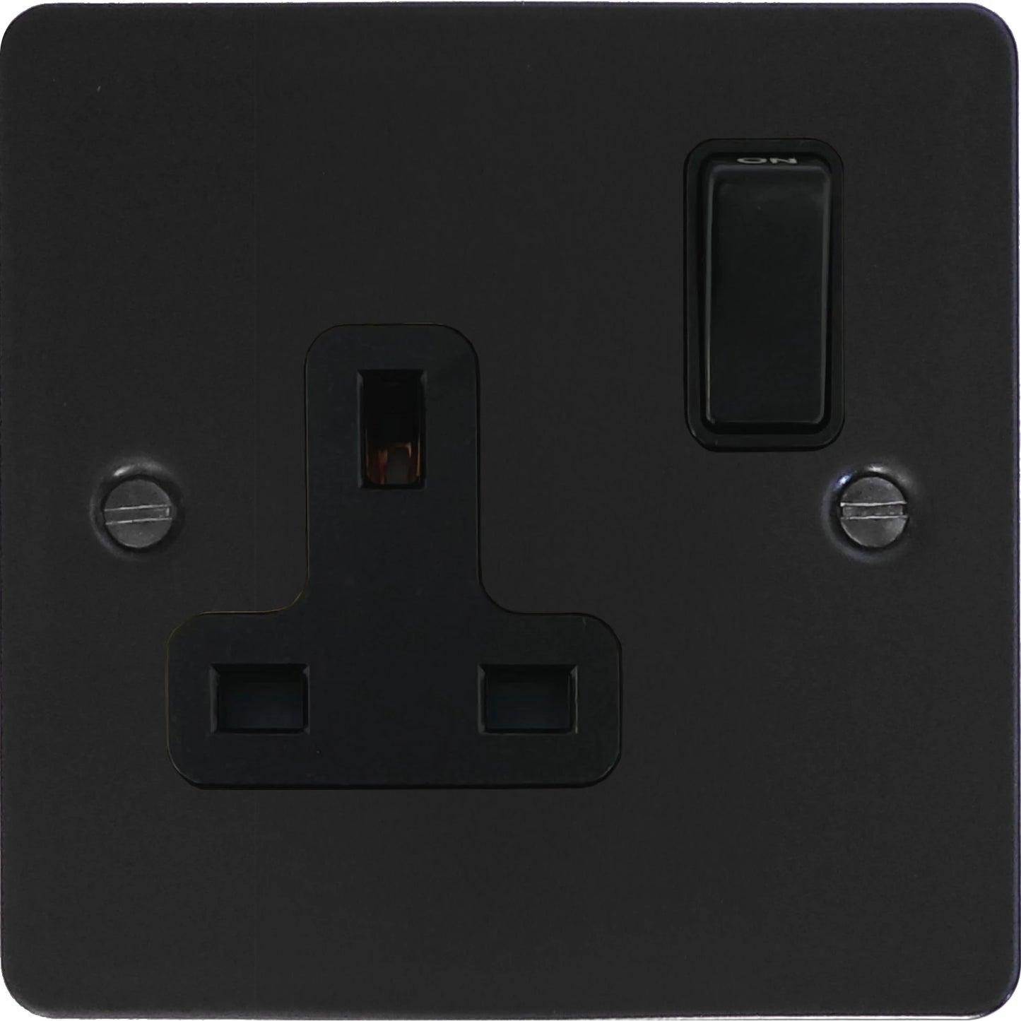 Flat Black 1 Gang Socket (Black Switch)