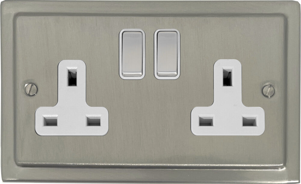 Victorian Satin Nickel 2 Gang Socket