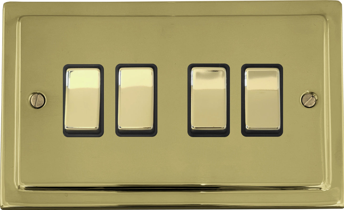 Victorian Polished Brass 4 Gang 2 Way Switch