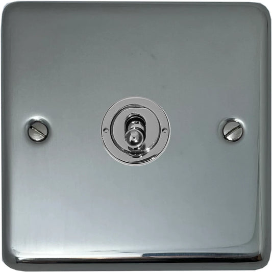 Contour Polished Steel 1 Gang Toggle (Polished Chrome Toggle)