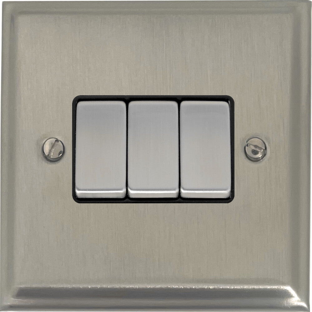 Deco Satin Nickel 3 Gang Switch