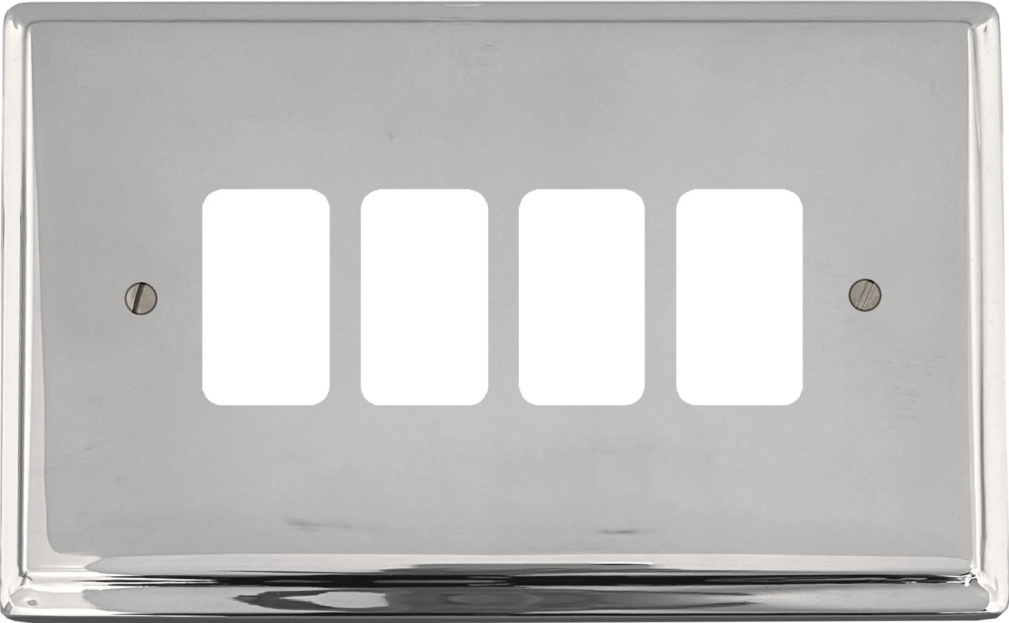 Deco Polished Chrome 4 Gang Grid Plate
