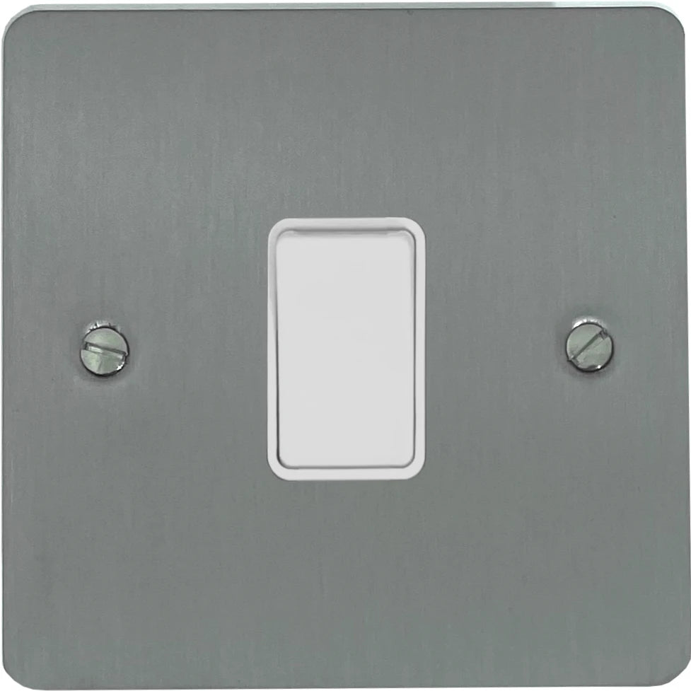 Flat Brushed Steel 1 Gang 2 Way Switch