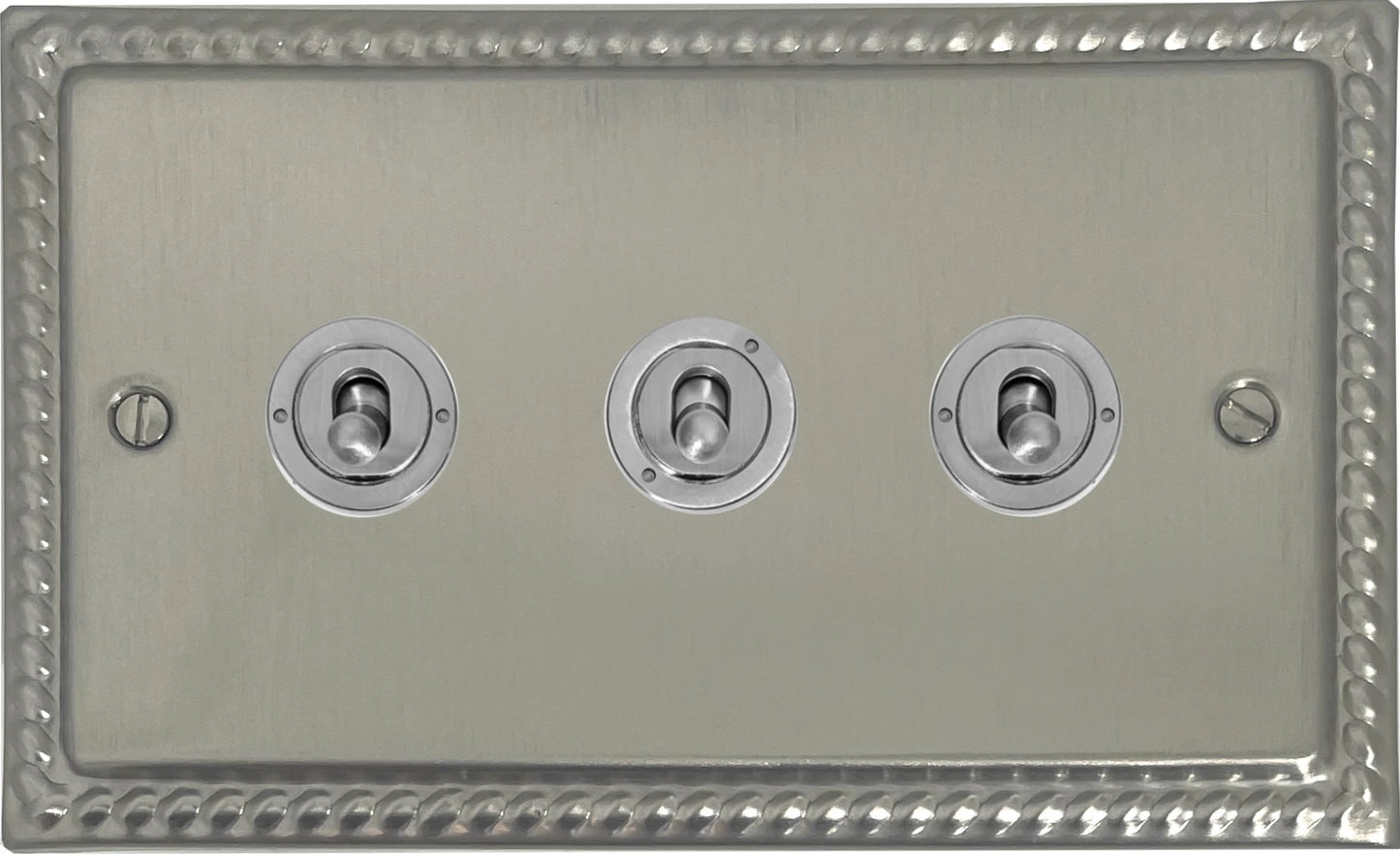 Georgian Satin Nickel 3 Gang Toggle (Brushed Steel Toggle)