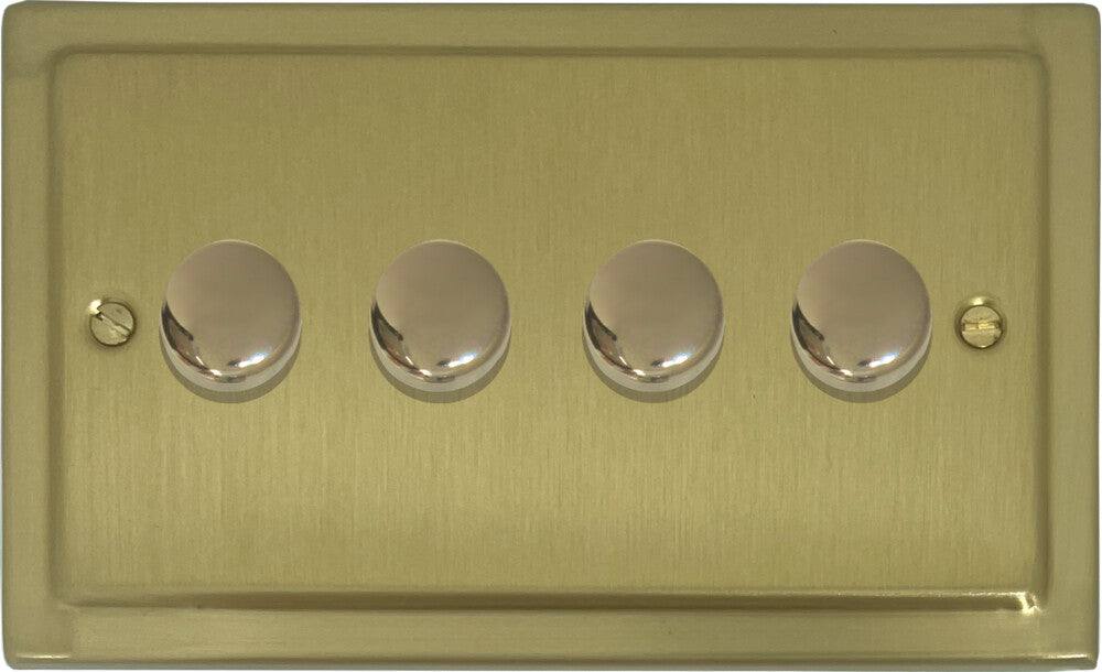 Victorian Satin Brass 4 Gang LED Dimmer