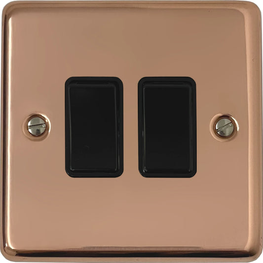 Contour Bright Copper 2 Gang Switch