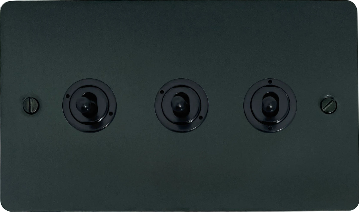 Flat Black Bronze 3 Gang 2 Way Toggle (Flat Black Toggle)