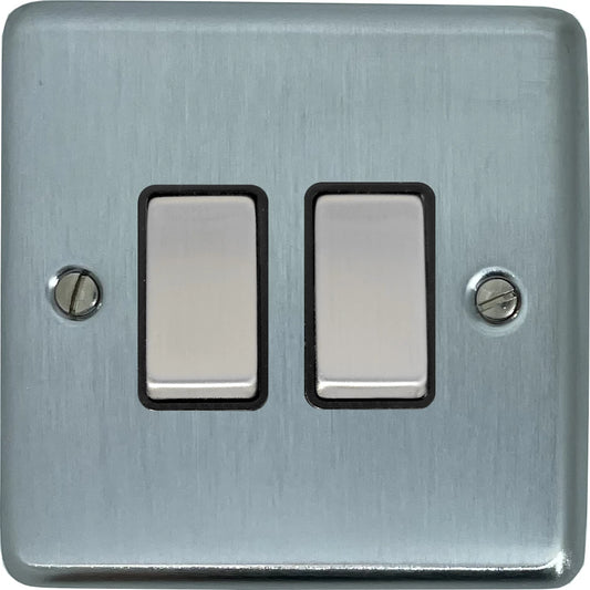 Contour Satin Chrome 2 Gang Switch