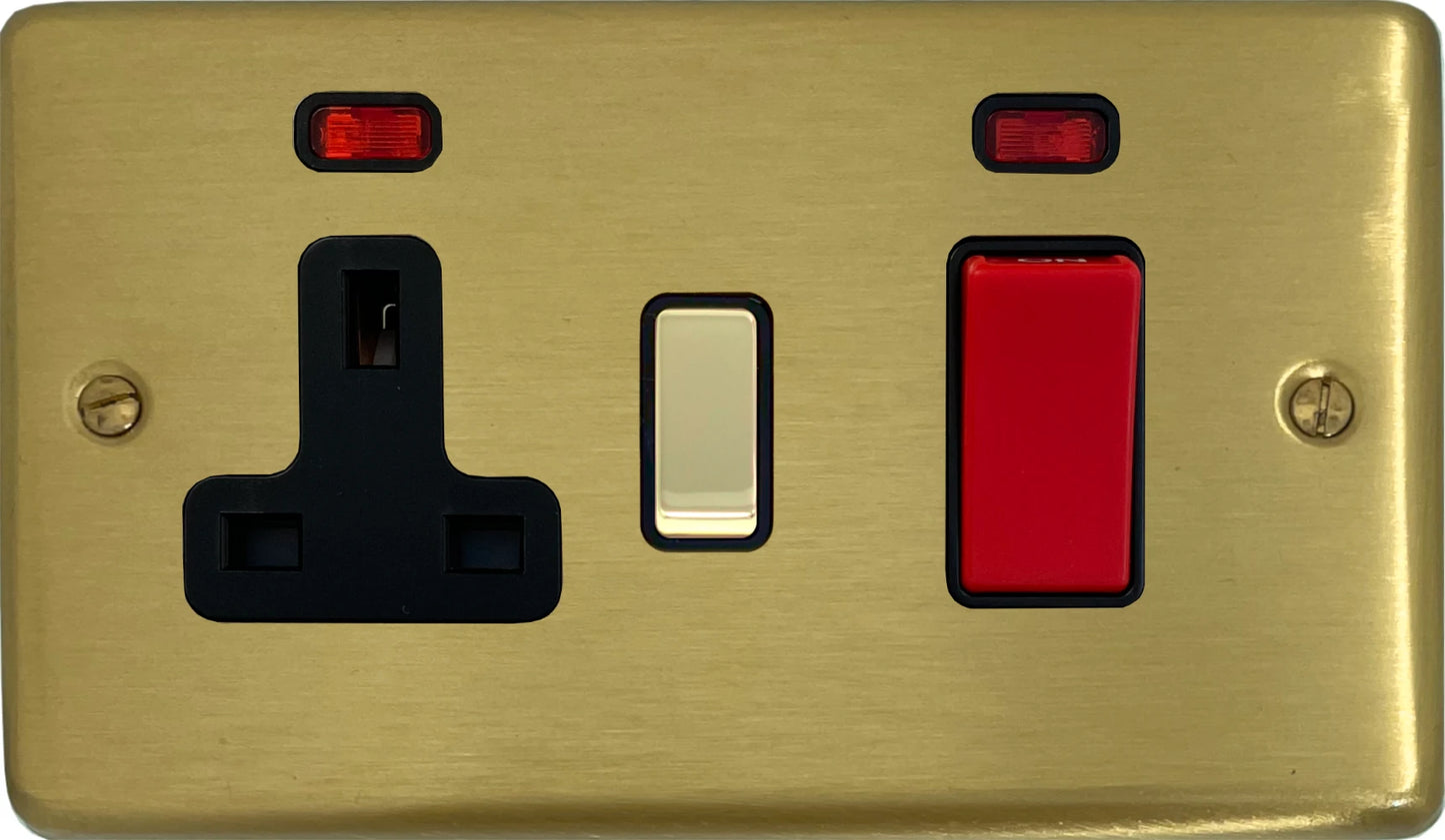 Contour Satin Brass 45A Switch & 13A Socket