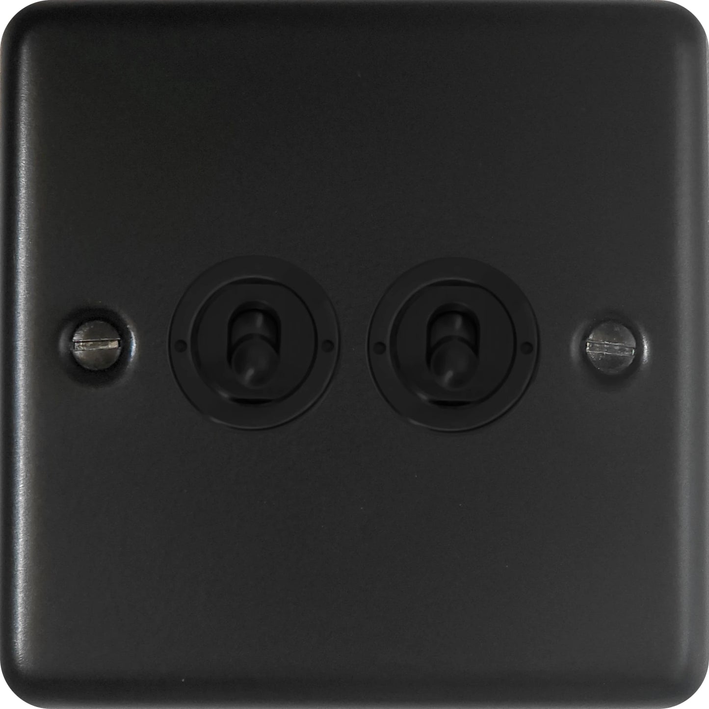 Contour Flat Black 2 Gang Toggle Switch (Black Toggles)