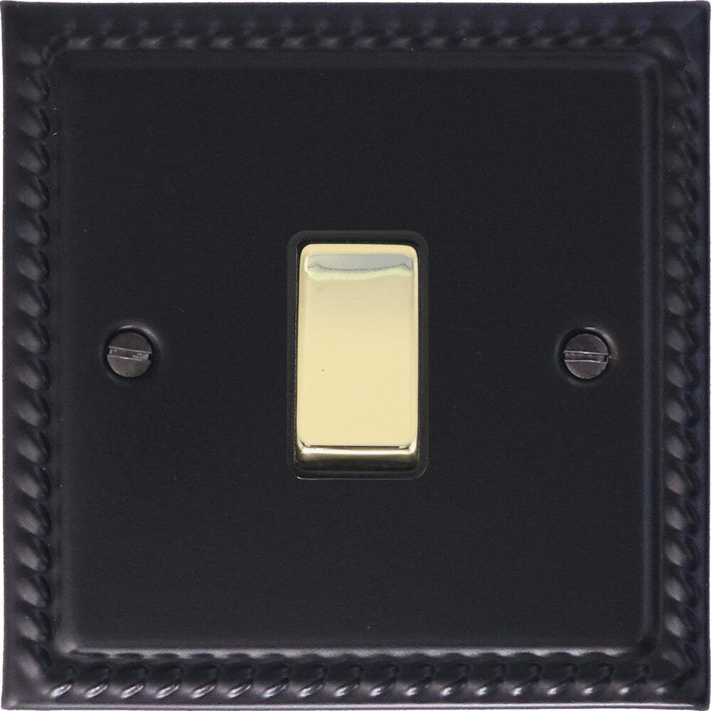 Georgian Flat Black 1 Gang Switch (Brass Switch)