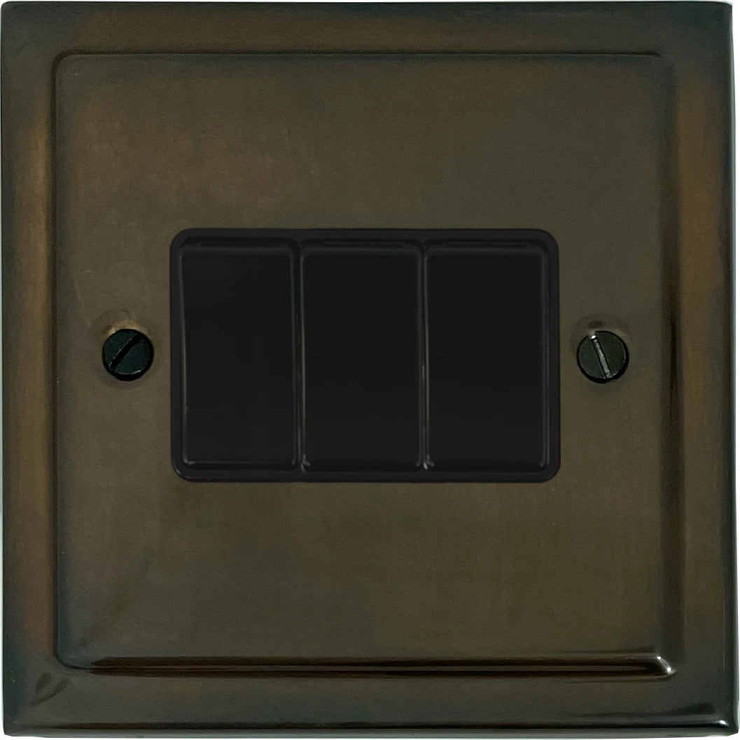 Victorian Medium Bronze 3 Gang Switch