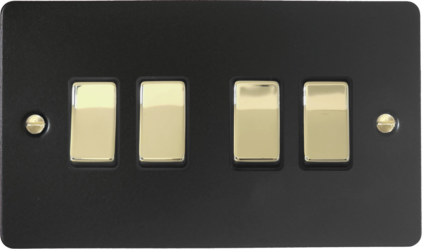 Flat Black 4 Gang Switch (Brass Switches)