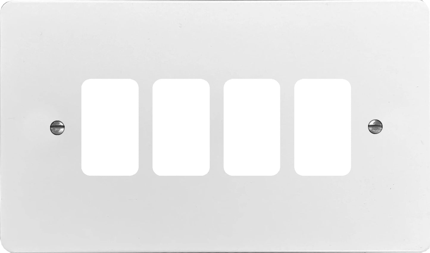 Flat White 4 Gang Grid Plate