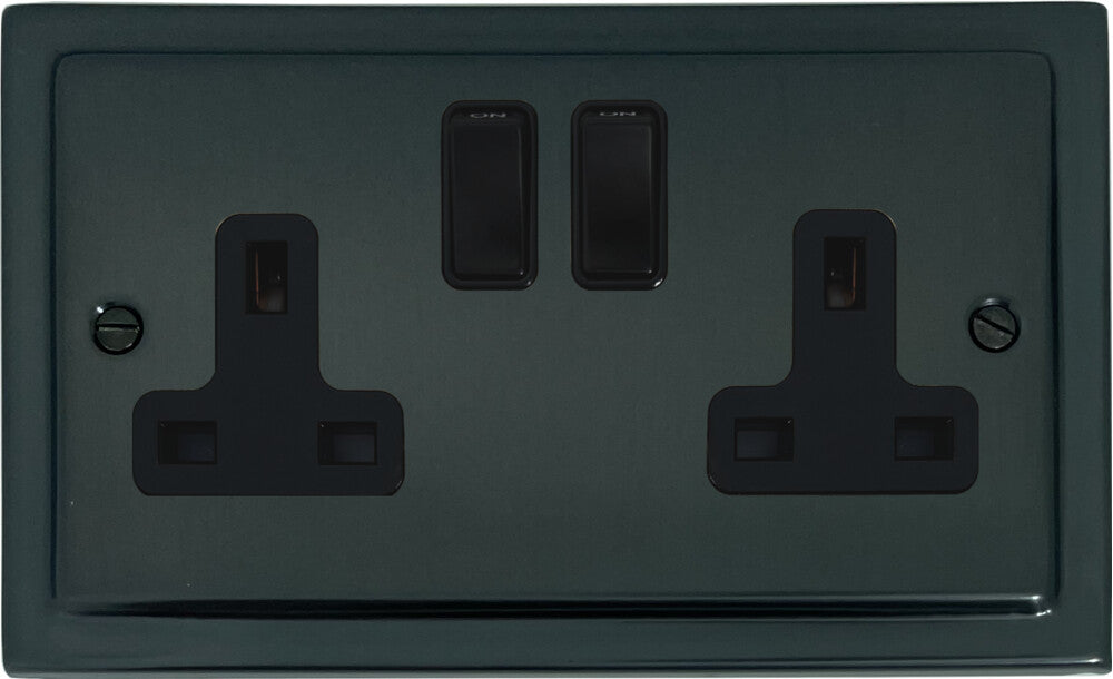 Victorian Black Bronze 2 Gang Socket