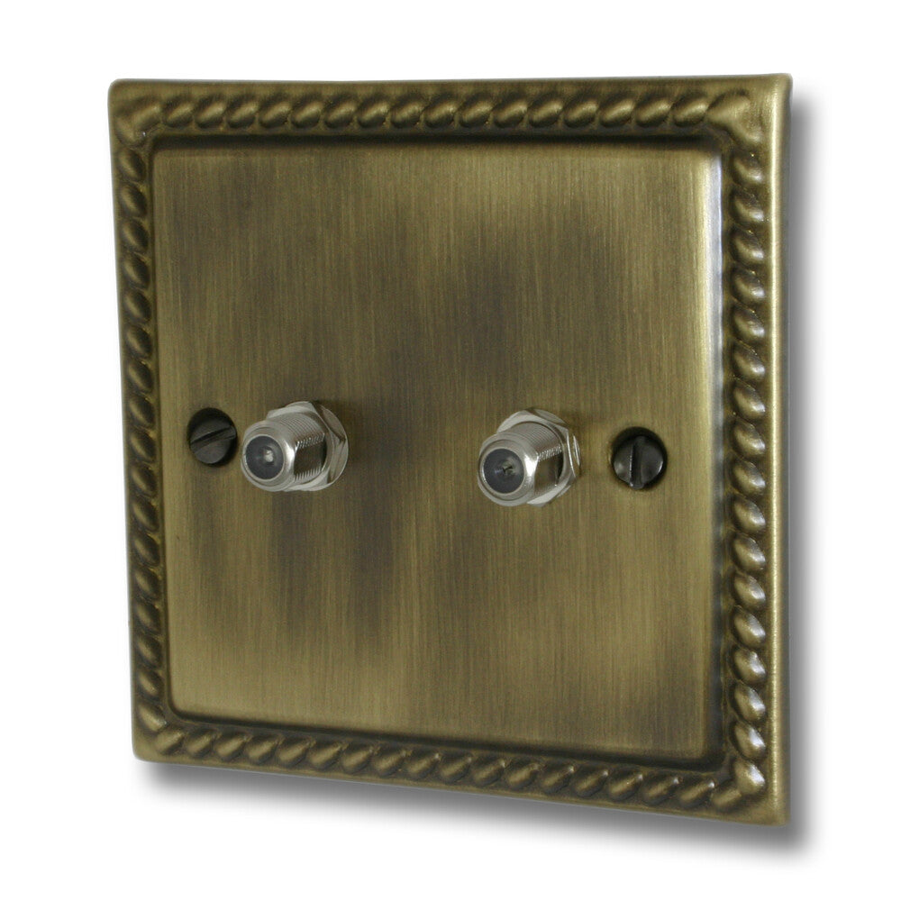 Georgian Antique Brass 2 Gang Satellite Point