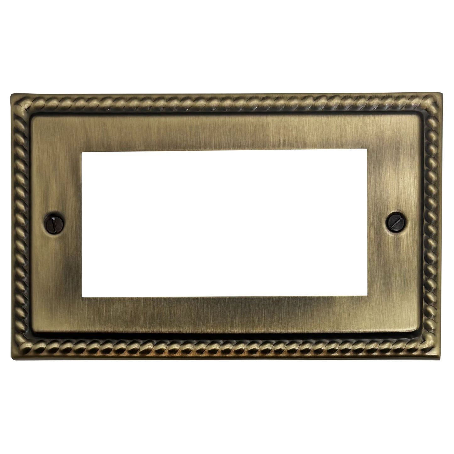 Georgian Light Antique Brass 2 Gang 4 Module Plate