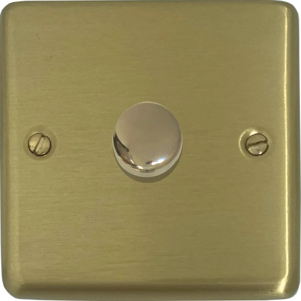 Contour Satin Brass 1 Gang 120W LED Dimmer