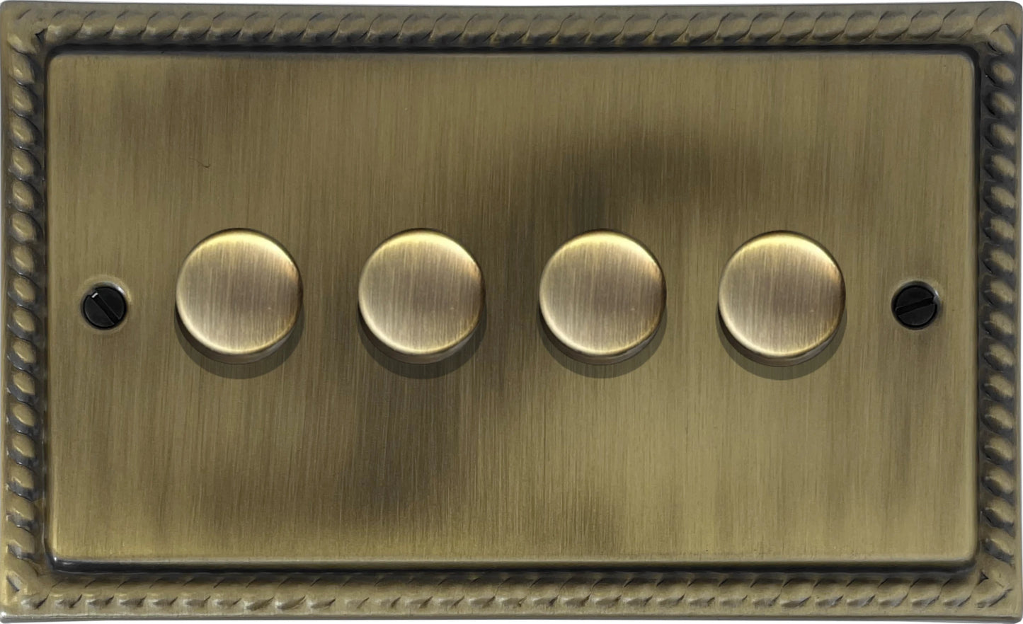 Georgian Light Antique Brass 4 Gang LED Dimmer