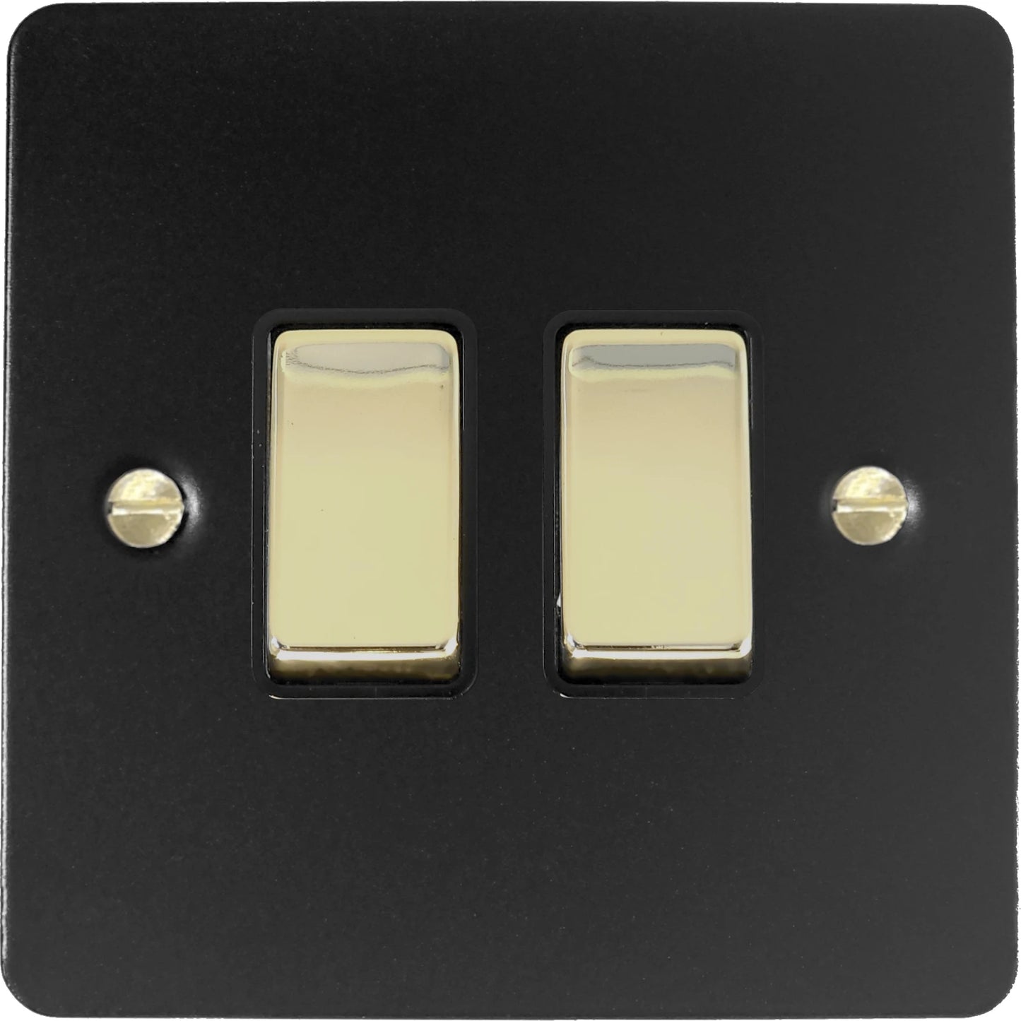 Flat Black 2 Gang Switch (Brass Switches)
