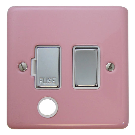 Contour Pink Switched Fused Spur with Flex Outlet (Chrome Switch)