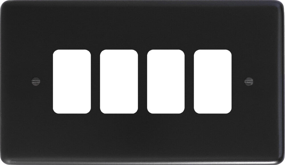 Contour Flat Black 4 Gang Grid Plate