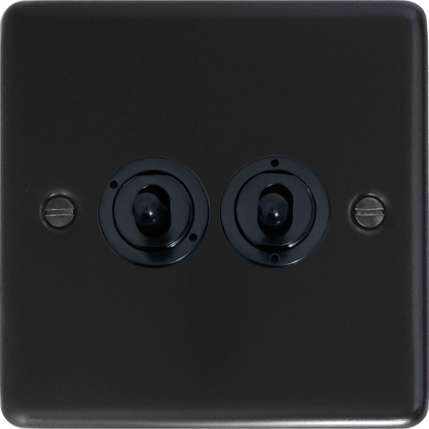 Contour Flat Black 2 Gang Toggle Switch (Black Toggles)