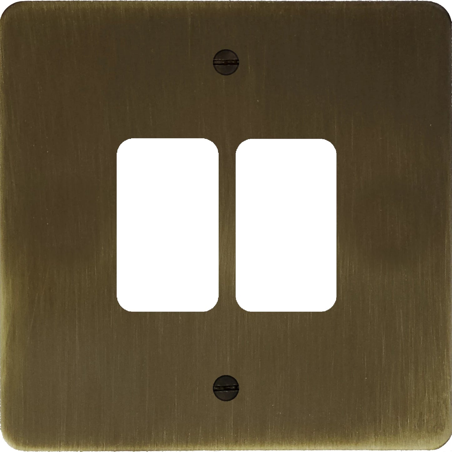 Flat Antique Brass 2 Gang Grid Plate