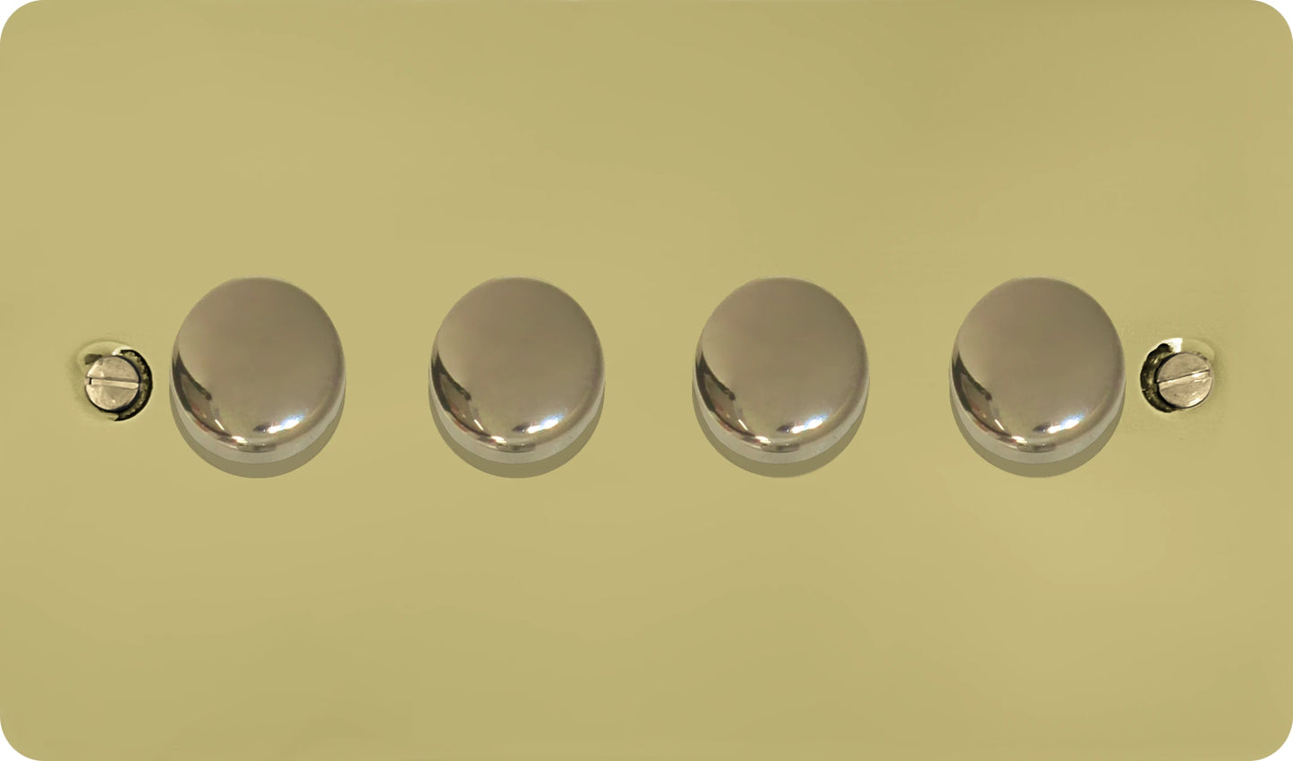 Flat Polished Brass 4 Gang Dimmer LED