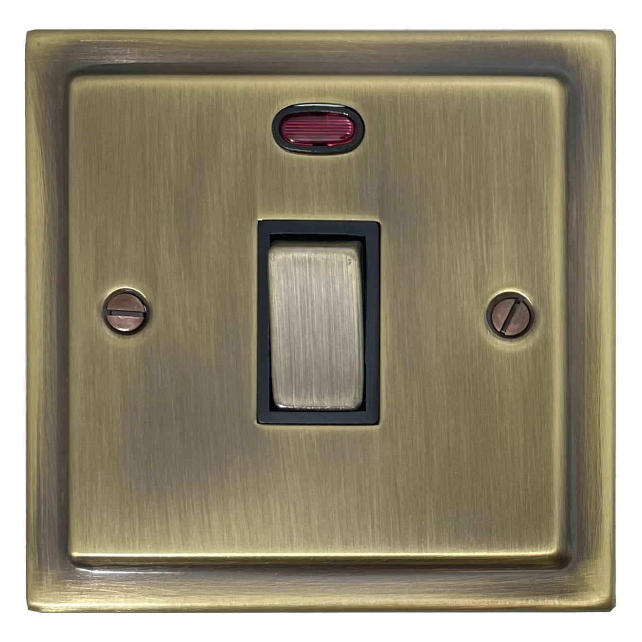 Victorian Light Antique Brass 20 Amp Switch & Neon