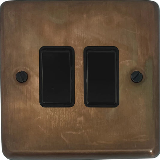 Contour Tarnished Copper 2 Gang 2 Way Switch
