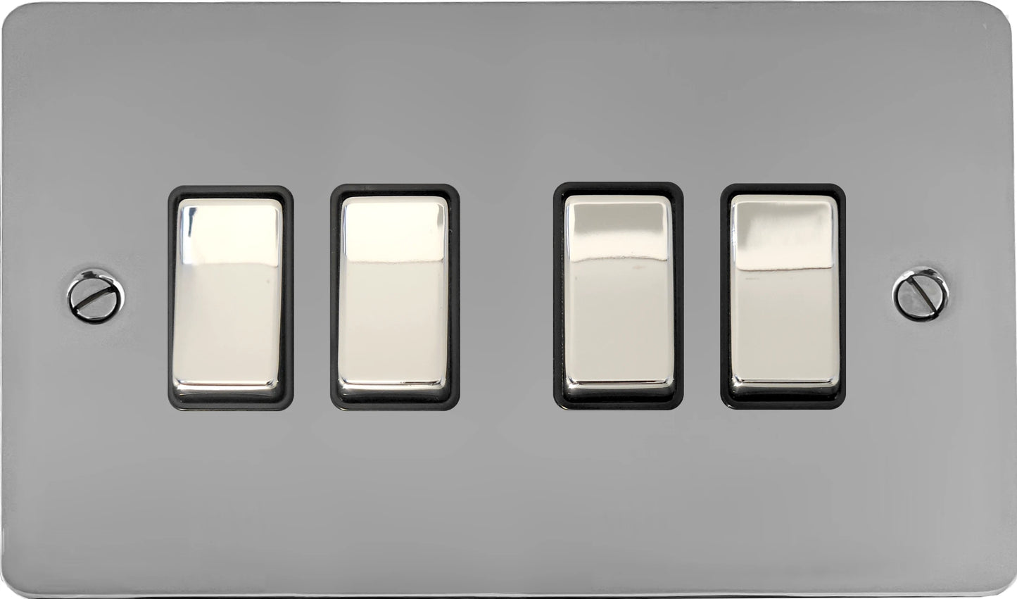 Flat Polished Chrome 4 Gang 2 Way Switch
