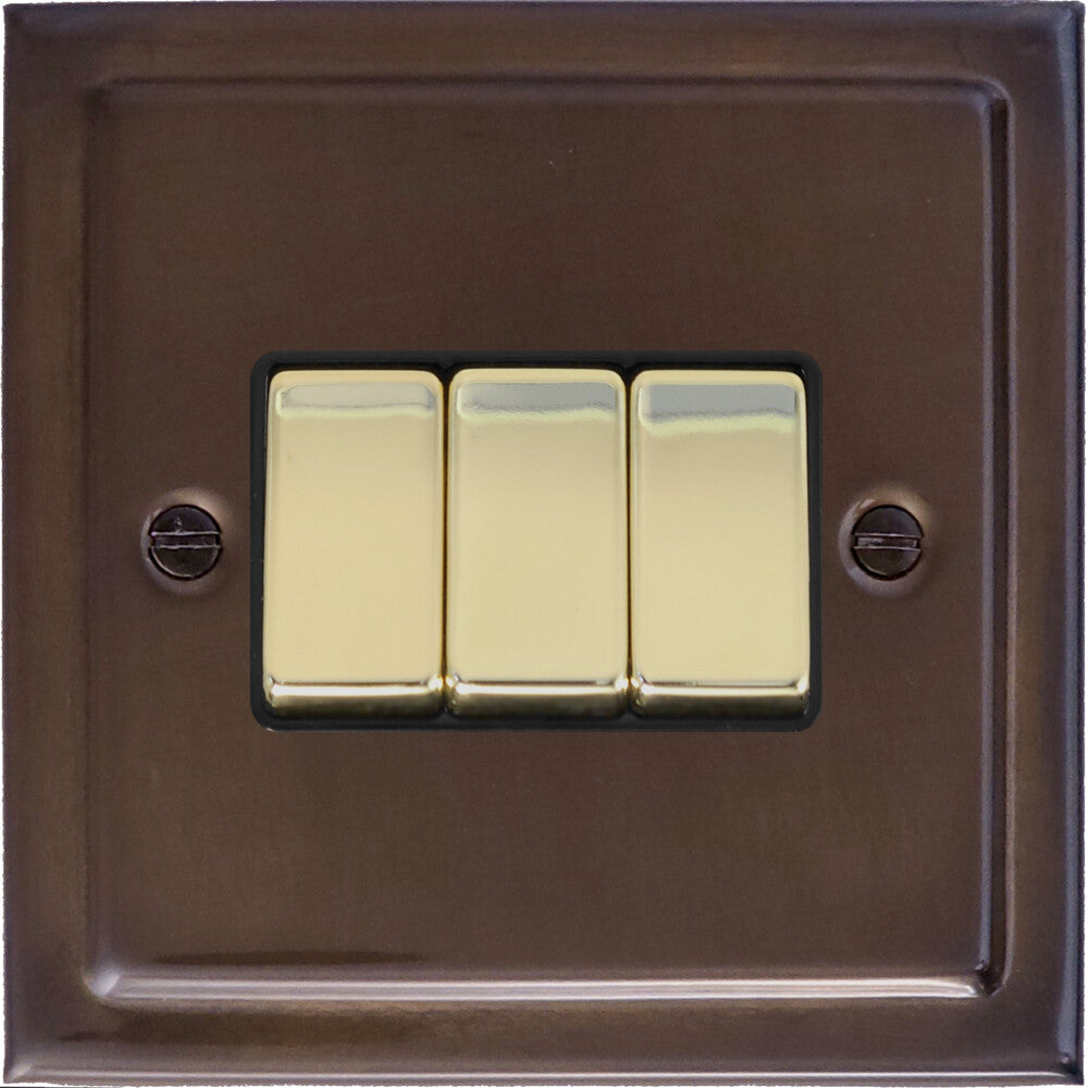 Victorian Medium Bronze 3 Gang Switch