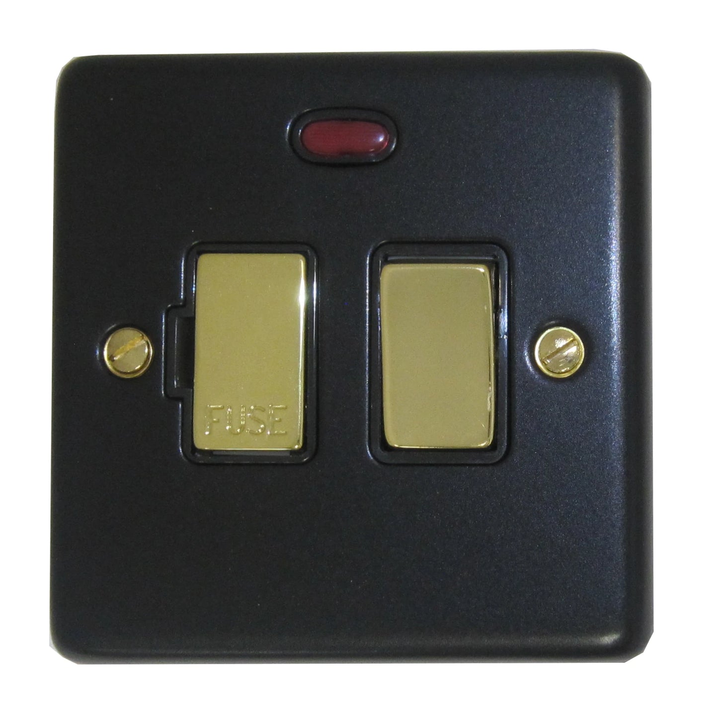 Contour Flat Black Switched Fuse Spur with Neon (Brass Switch)