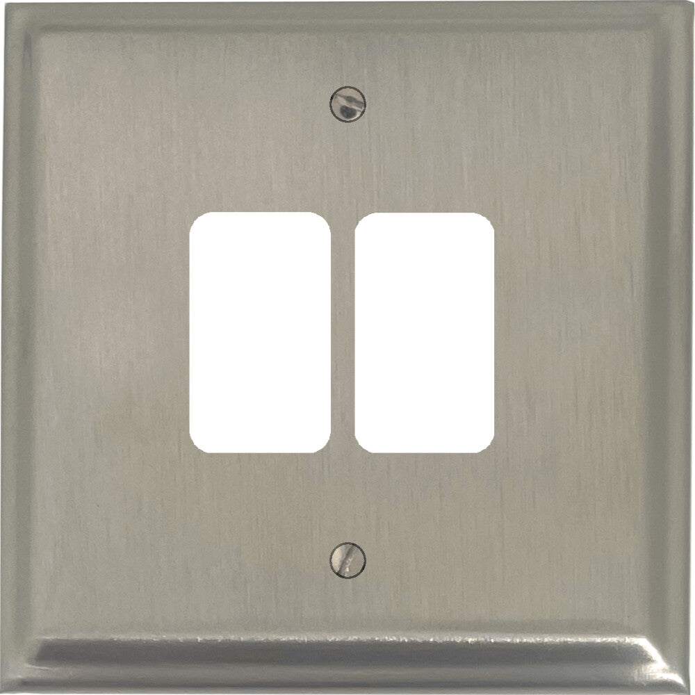 Deco Satin Nickel 2 Gang Grid Plate