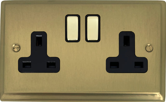 Deco  Satin Brass  2 Gang Socket
