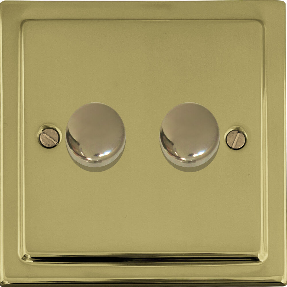 Victorian Polished Brass 2 Gang Dimmer LED