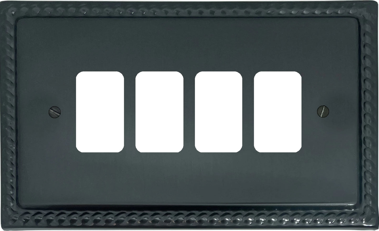 Georgian Black Bronze 4 Gang Grid Plate