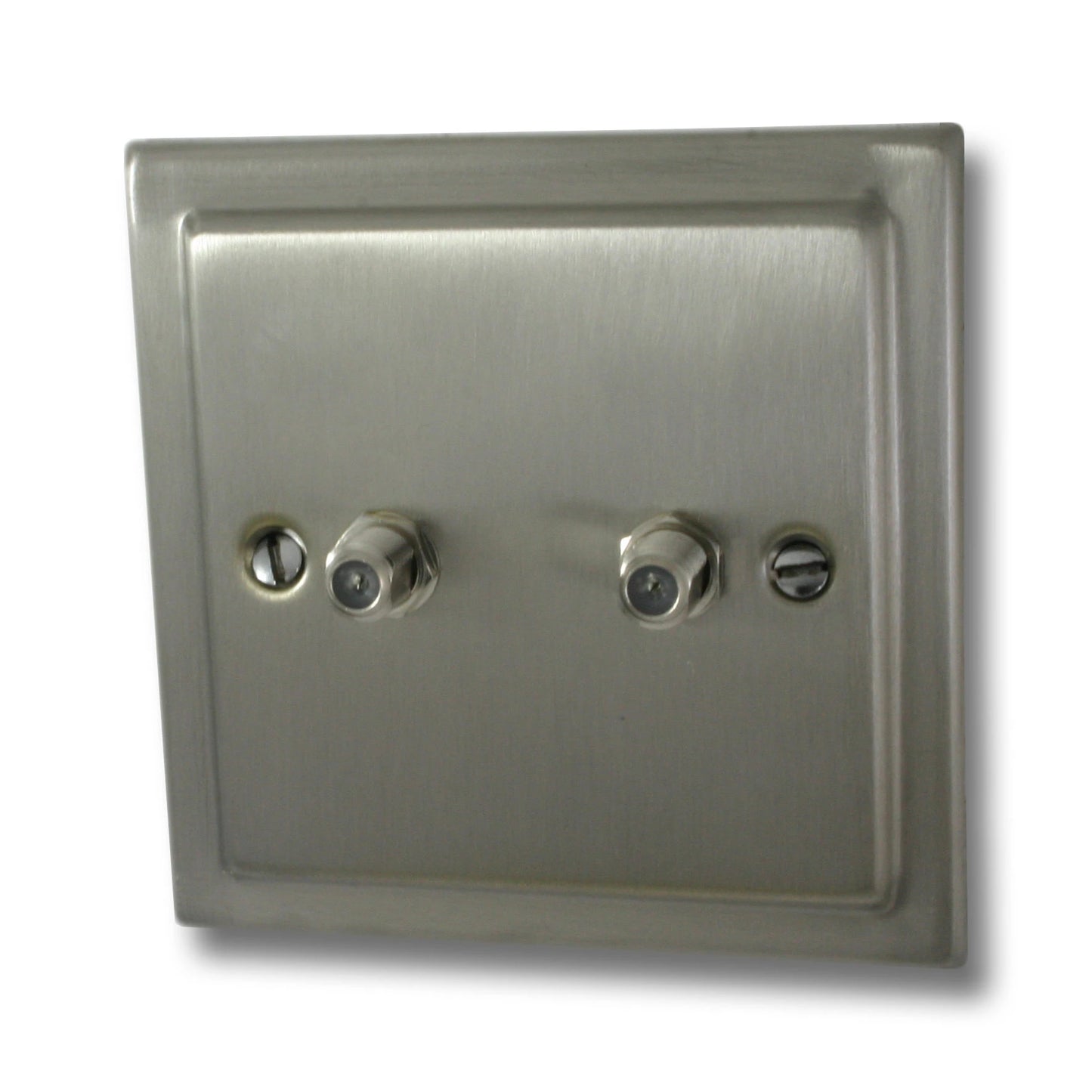 Victorian Satin Nickel 2 Gang Satellite Socket