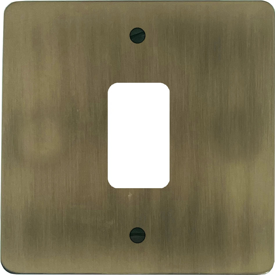 Flat Light Antique Brass 1 Gang Grid Plate