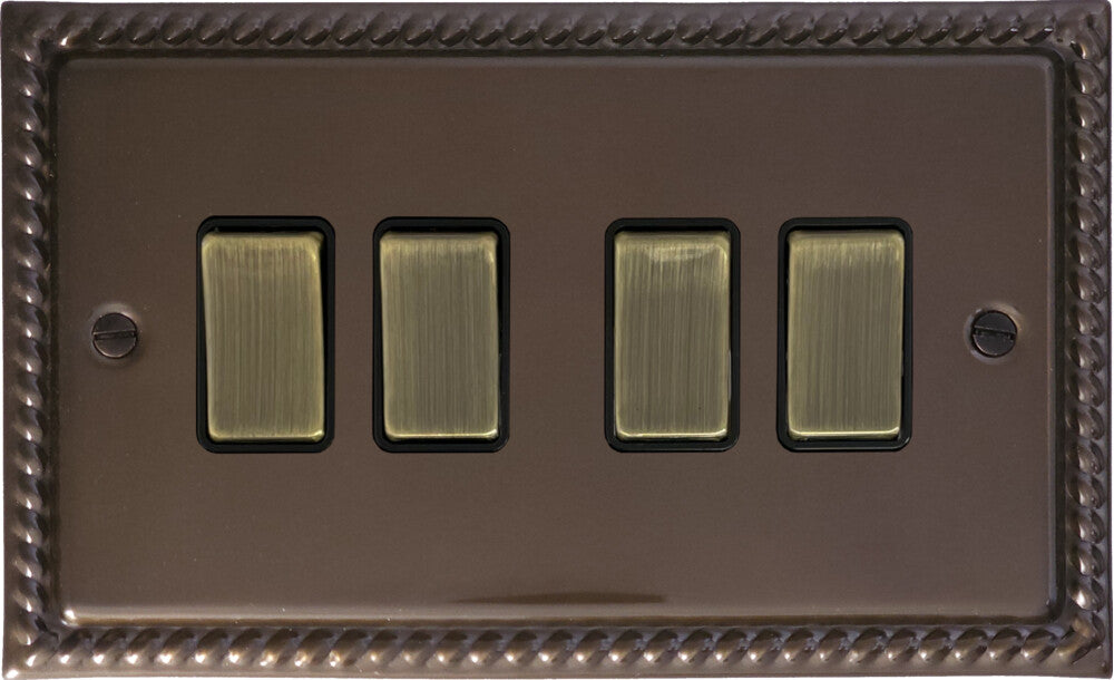 Georgian Medium Bronze 4 Gang Switch